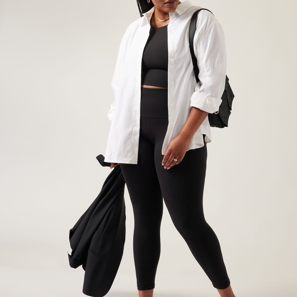 Athleta 882549-01 Women's Size LARGE White Oversized Button-Up Poplin Top Blouse - Picture 8 of 10